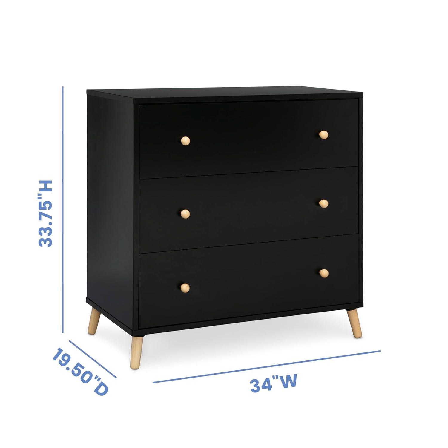 Delta Children Essex 3 Drawer Dresser with Interlocking Drawers - Greenguard Gold Certified, Ebony/Natural