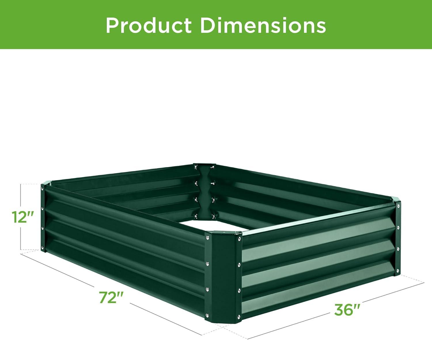 Dark Green Outdoor Steel Raised Garden Bed Planter Box