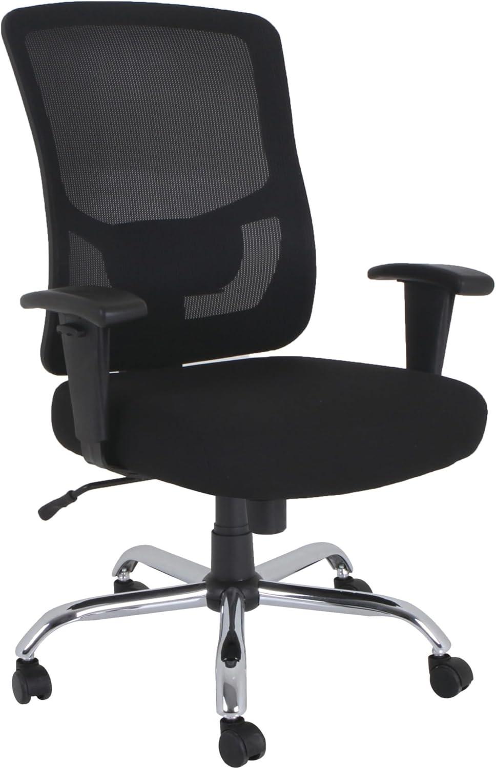 ErgoFlex High-Back Adjustable Mesh & Leather Task Chair in Black