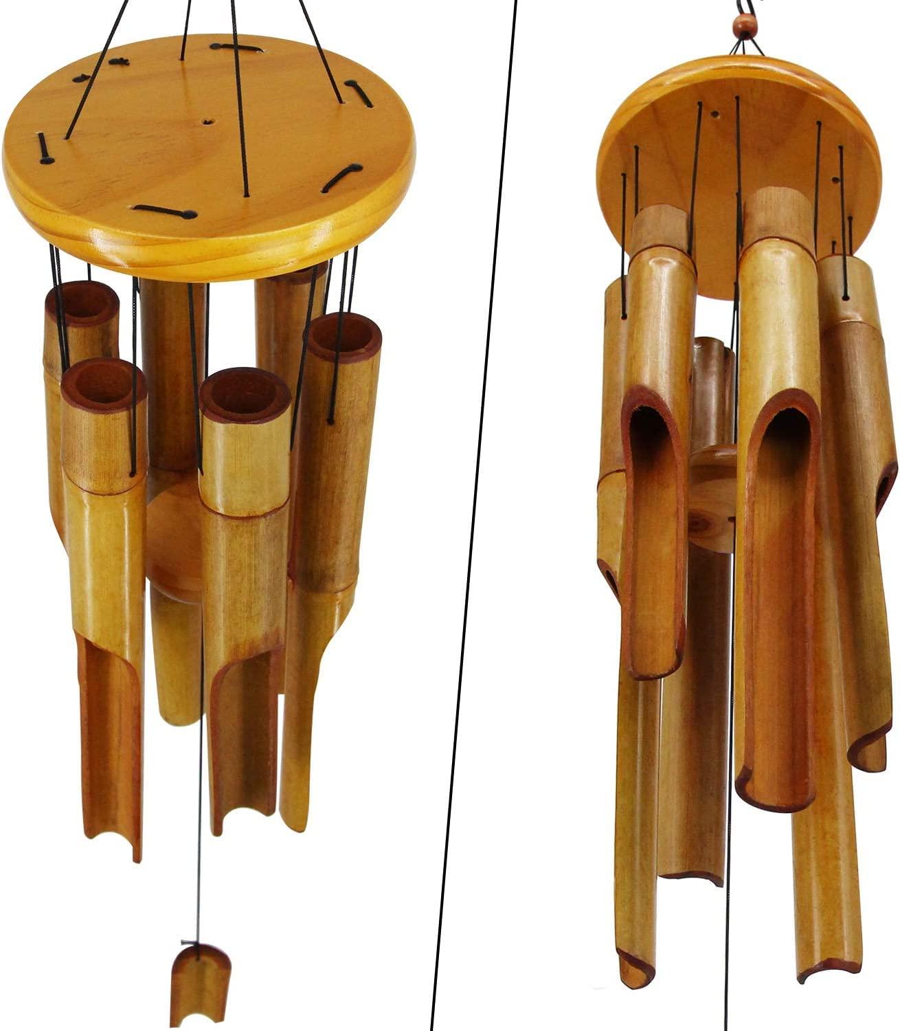 Bamboo Wind Chimes Outdoor,Wooden Wind Chimes with Melody Deep Tone,30" Classic Zen Garden Windchime for Relaxation, Grace.Home Décor for Patio, Garden or Indoor
