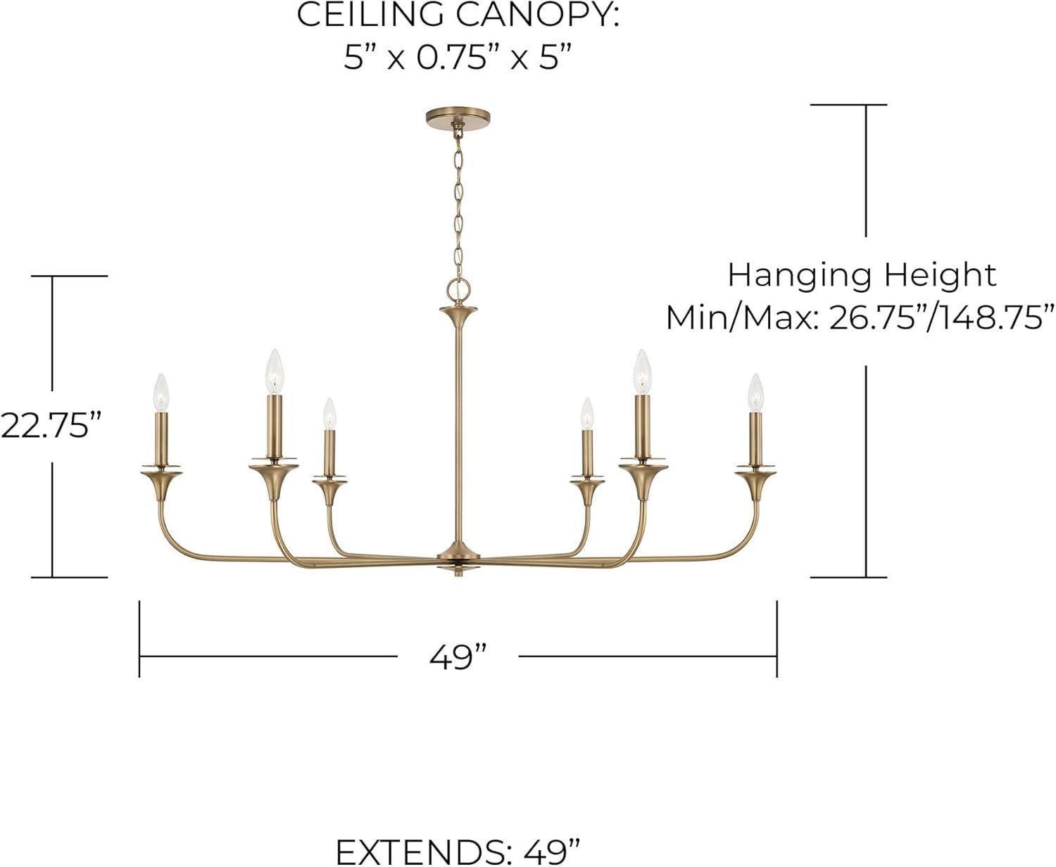 Capital Lighting 448961 Presley 6 Light 49" Wide Candle Style Chandelier - Brass