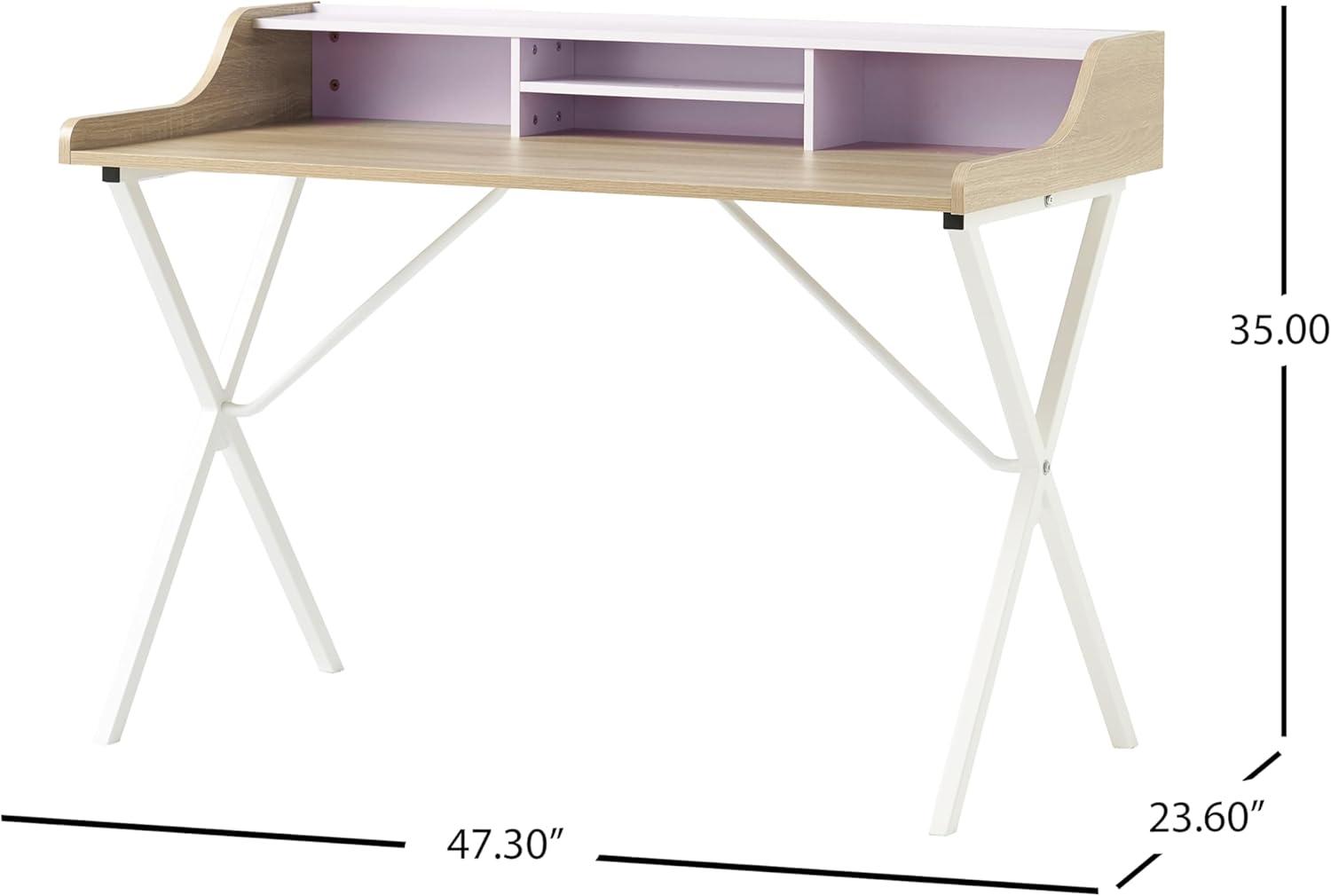 GDFStudio Alexandria Modern Faux Wood Computer Desk, Oak/White