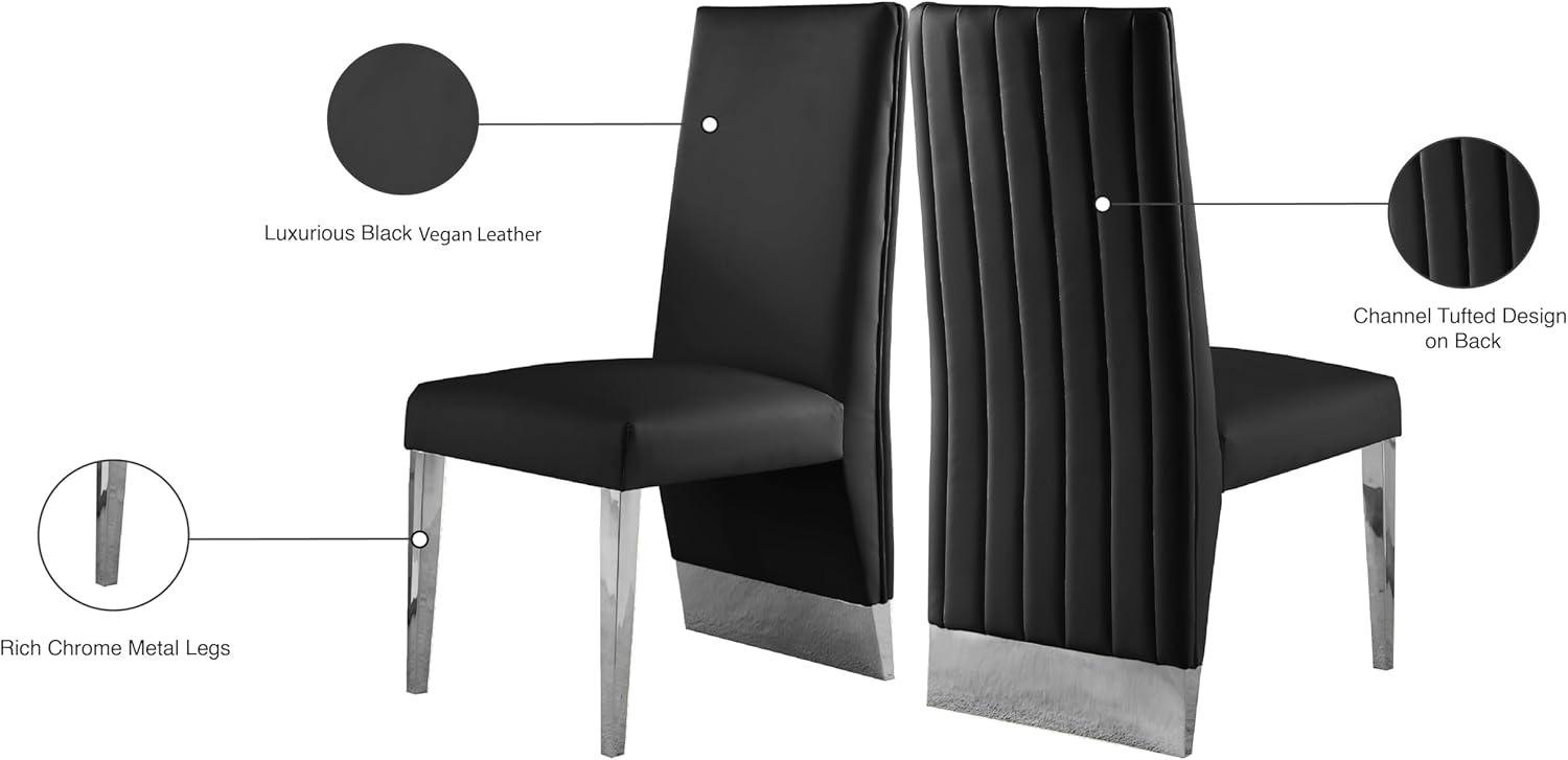 Meridian Furniture Porsha 19"H Black Vegan Leather Dining Chair (Set of 2)