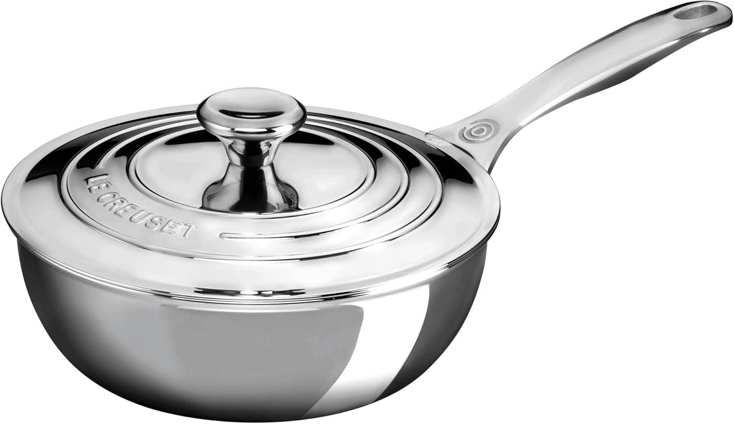 Le Creuset Stainless Steel Saucier Pan with Lid