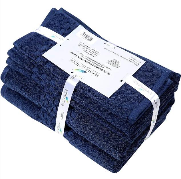 Feather & Stitch NY Luxury Ringspun 625 GSM luxury 6-piece, 100% cotton- super-soft, highly absorbent & quick-dry bath towel set (2 PC - bath, hand & washcloth)  (Set of 6)