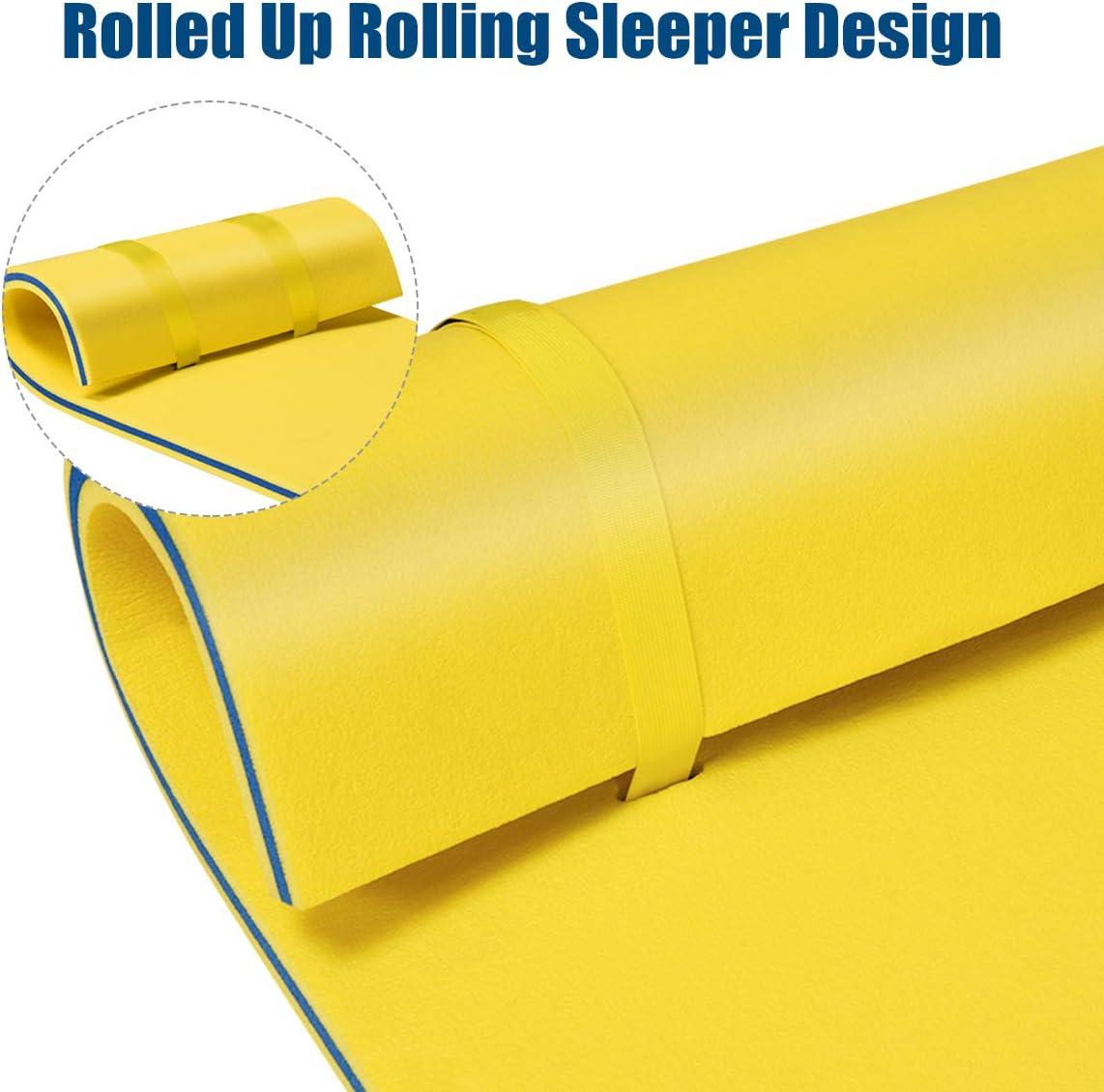 Costway 3-Layer Tear-Resistant Foam Floating Pad Island Water Sports Relaxing Yellow