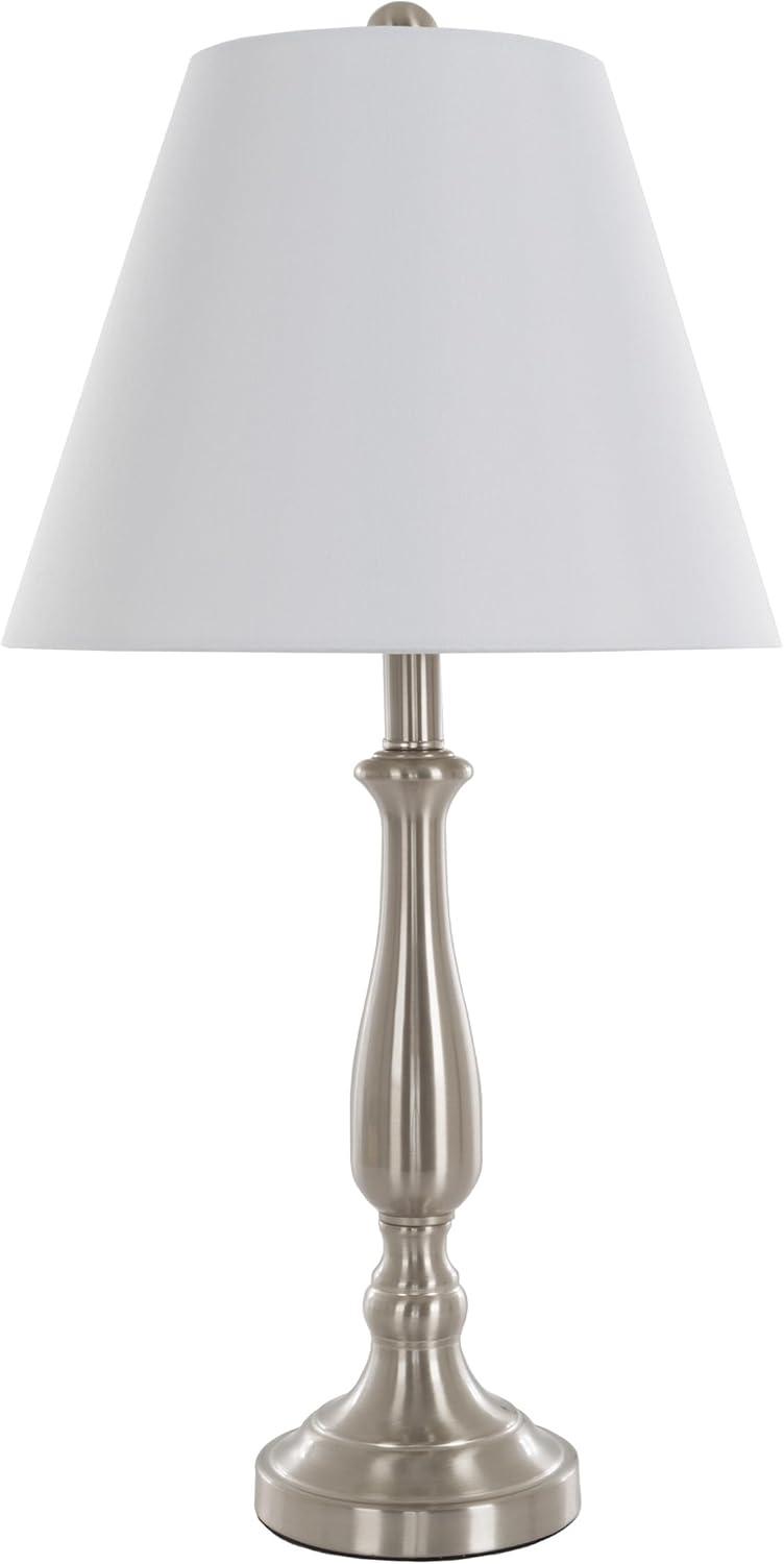 Lavish Home Brushed Steel Table Lamps - Set of 2 Traditional Accent Lights with LED Bulbs