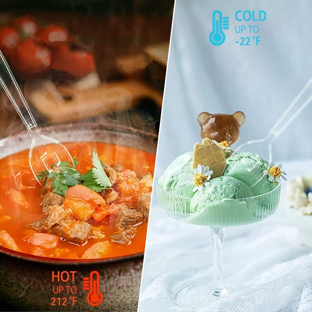 Comfy Package [100 Pack] Heavy Duty Disposable Clear Plastic Spoons - Plastic Silverware, Basic Cutlery for Parties, Events, and Everyday Use