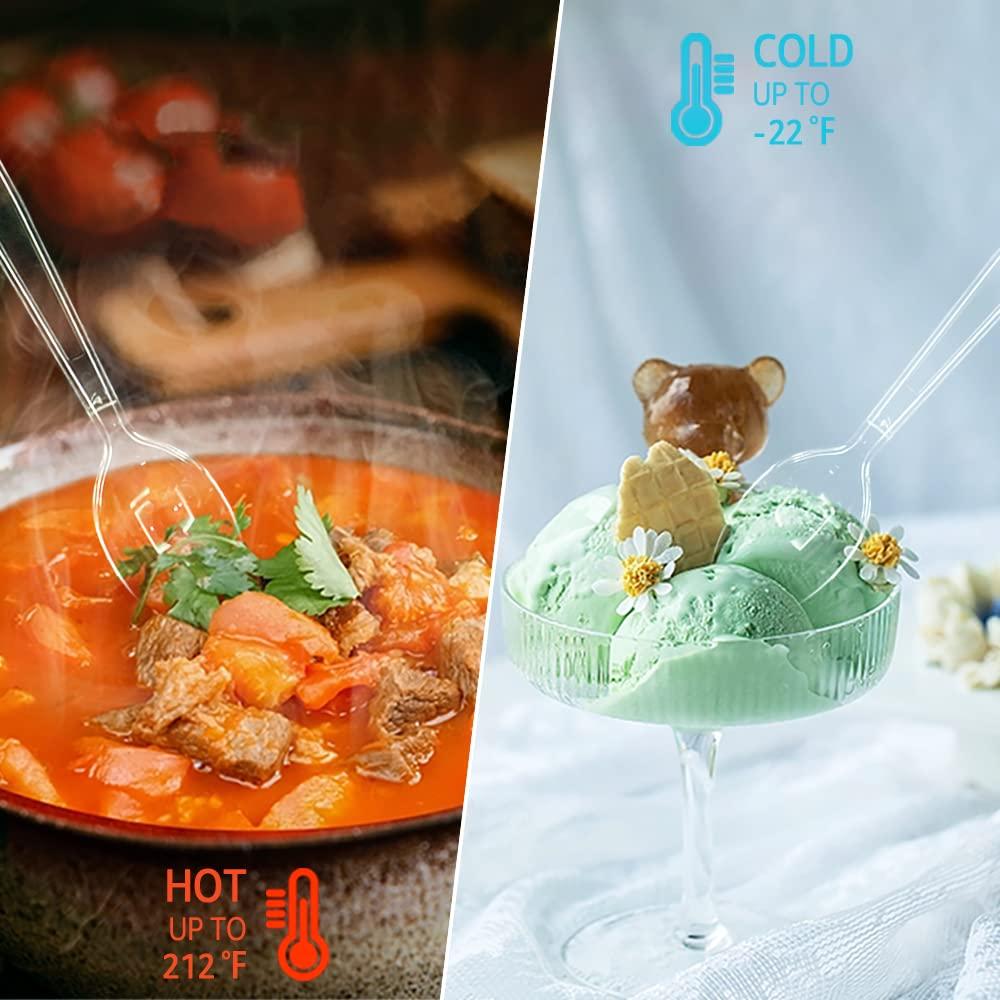 Comfy Package [100 Pack] Heavy Duty Disposable Clear Plastic Spoons - Plastic Silverware, Basic Cutlery for Parties, Events, and Everyday Use