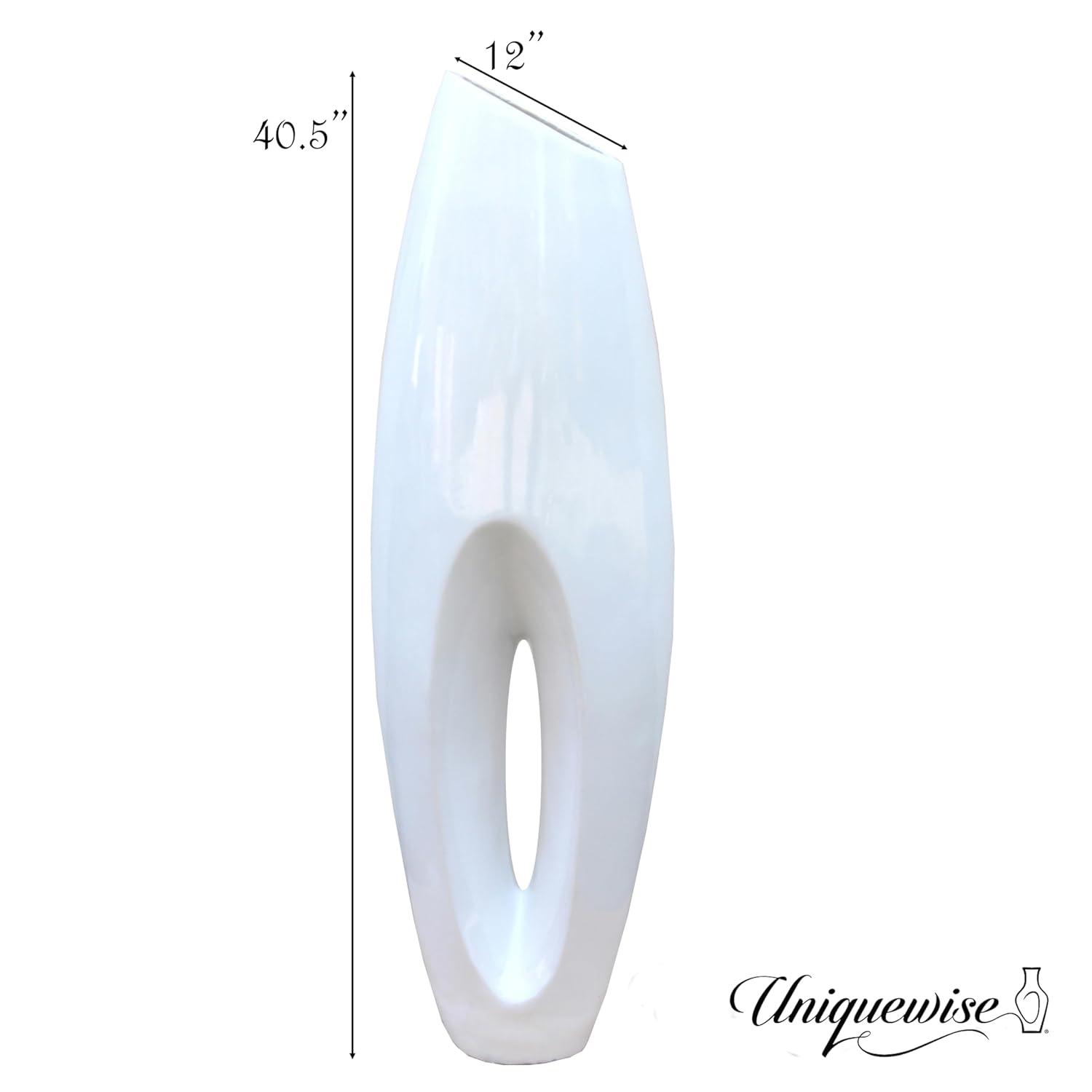 Uniquewise Tall Floor Vase, Modern White Large Floor Vase, 40-inch Vase, Decorative Lightweight Vase, Home Decor, Large