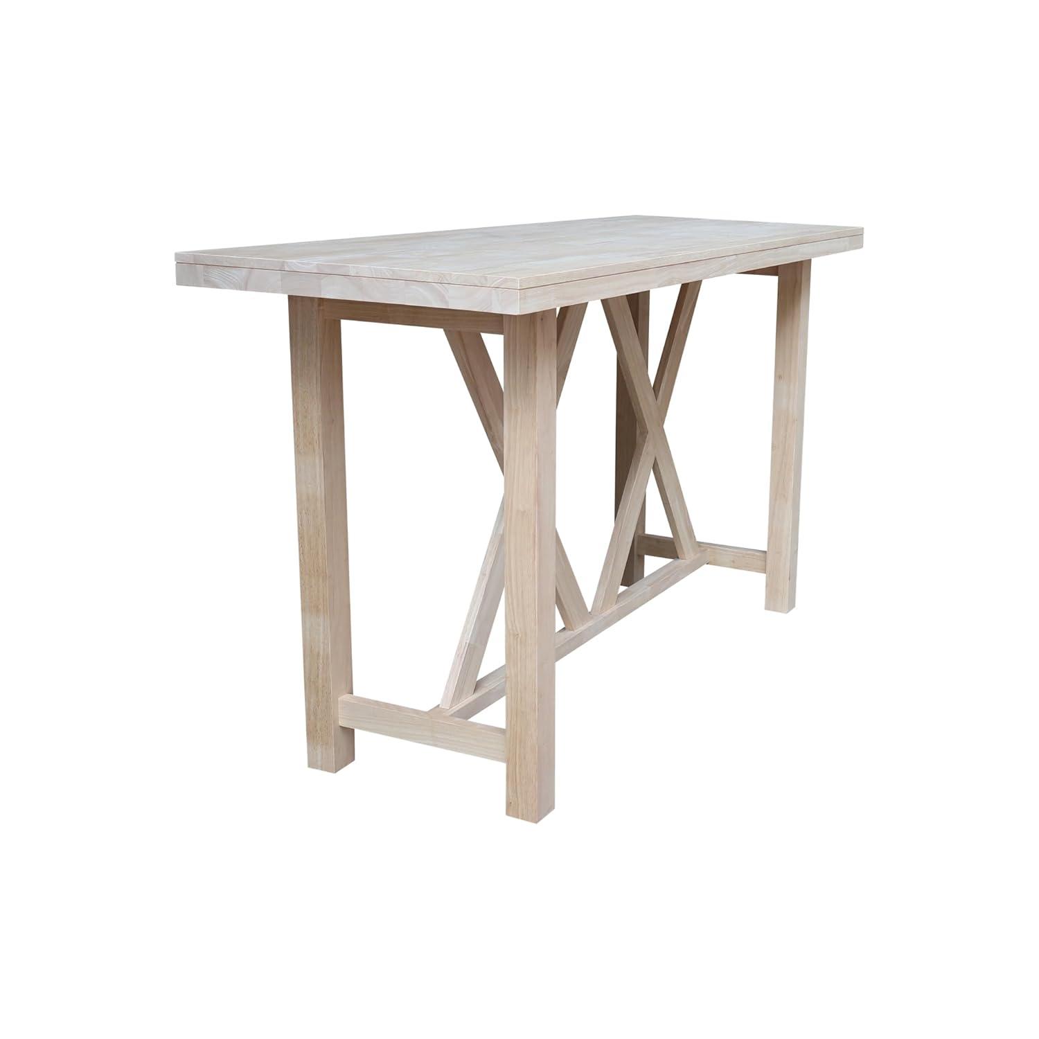 Paul Bar Height Table Unfinished - International Concepts: Solid Wood, 42" High, Rectangular, Seats 4