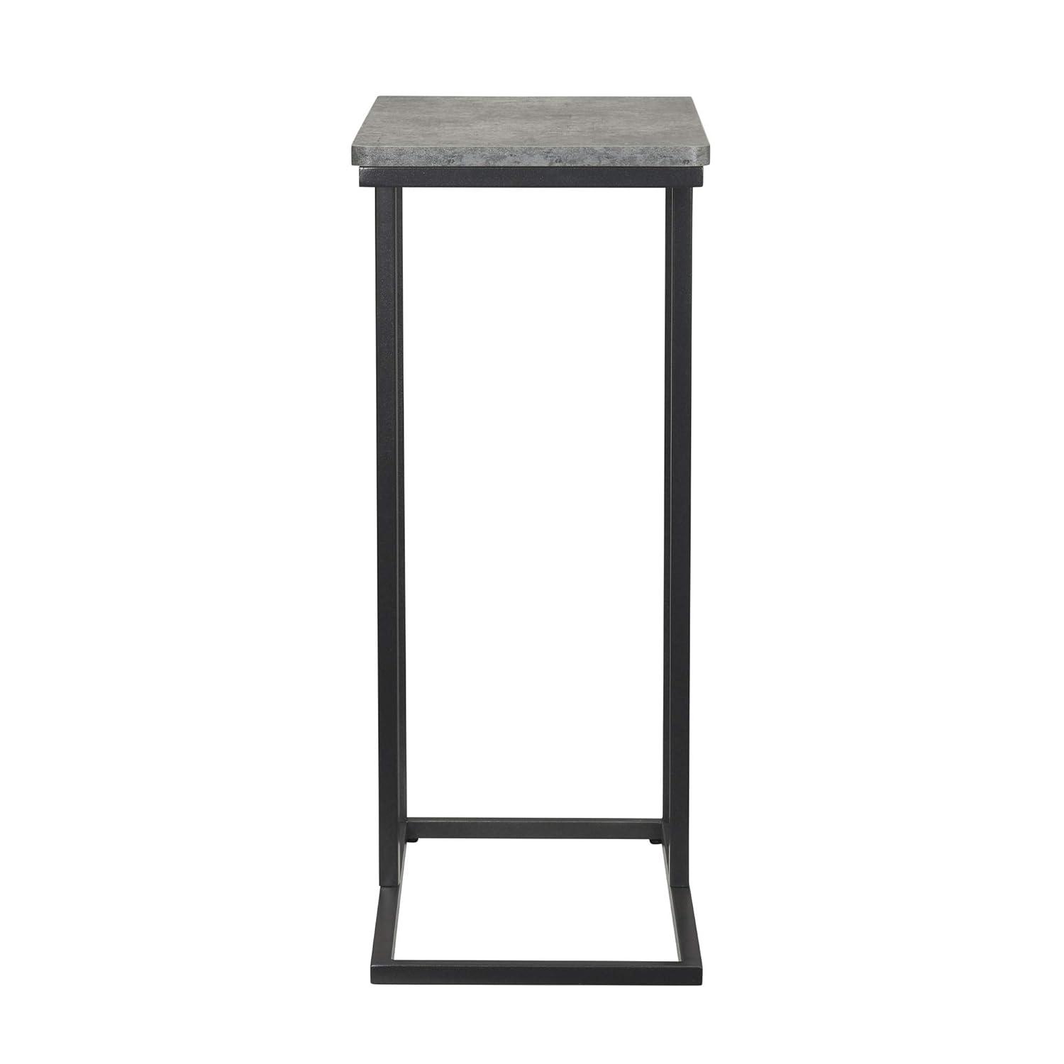 Household Essentials Jamestown C-Shaped End Table Slate Gray: Iron Frame, Particle Board Top, Assembly Required