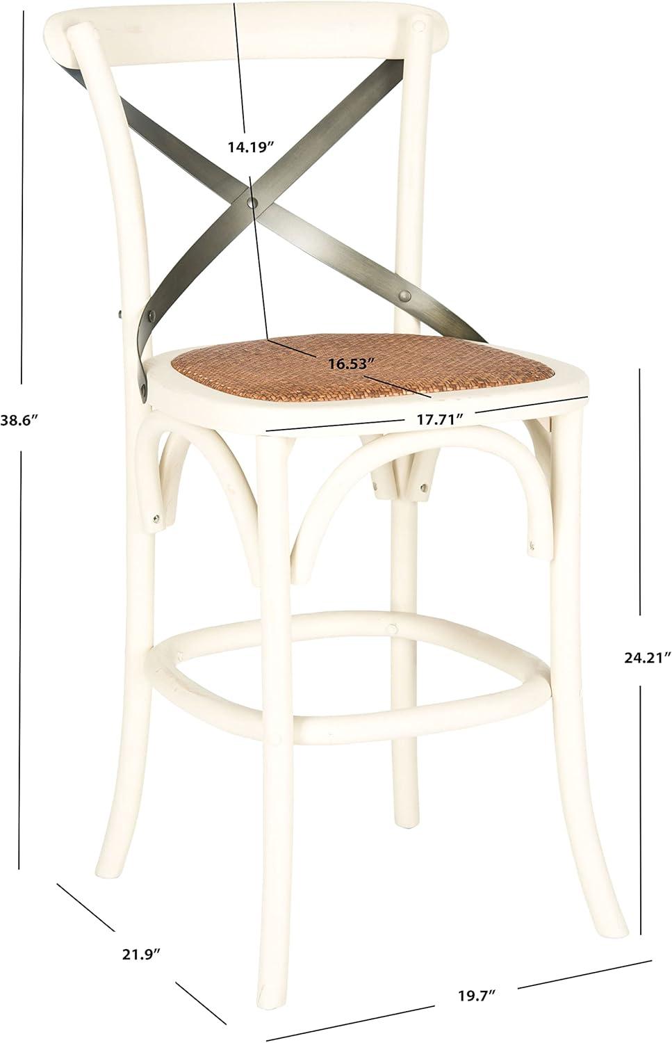 Eleanor Ivory and Black Oak X-Back Counter Stool