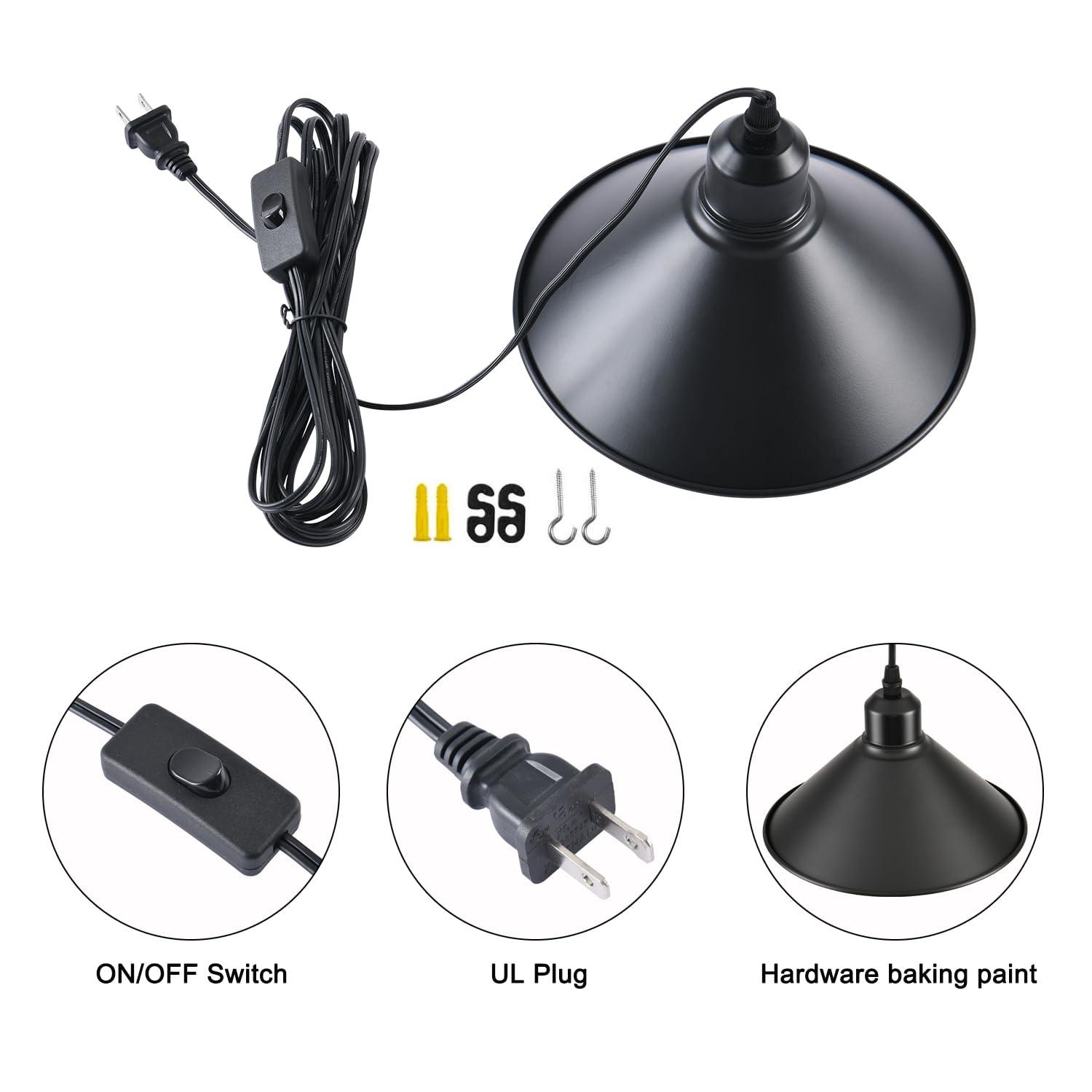 2-Pack Black Pendant Lights, 11.81'' Modern Pendant Lights Kitchen Island, Dome Large Pendant Light for Dining Room Foyer Bedroom Entryway Hallway Light Fixtures