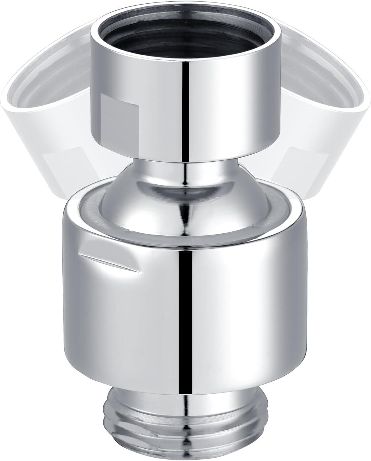 Hibbent All Metal Shower Head Swivel Ball Joint Adapter, Solid Brass Adjustable Shower Arm Connector, Showerhead Extension, Universal Showering Component, Polished Chrome