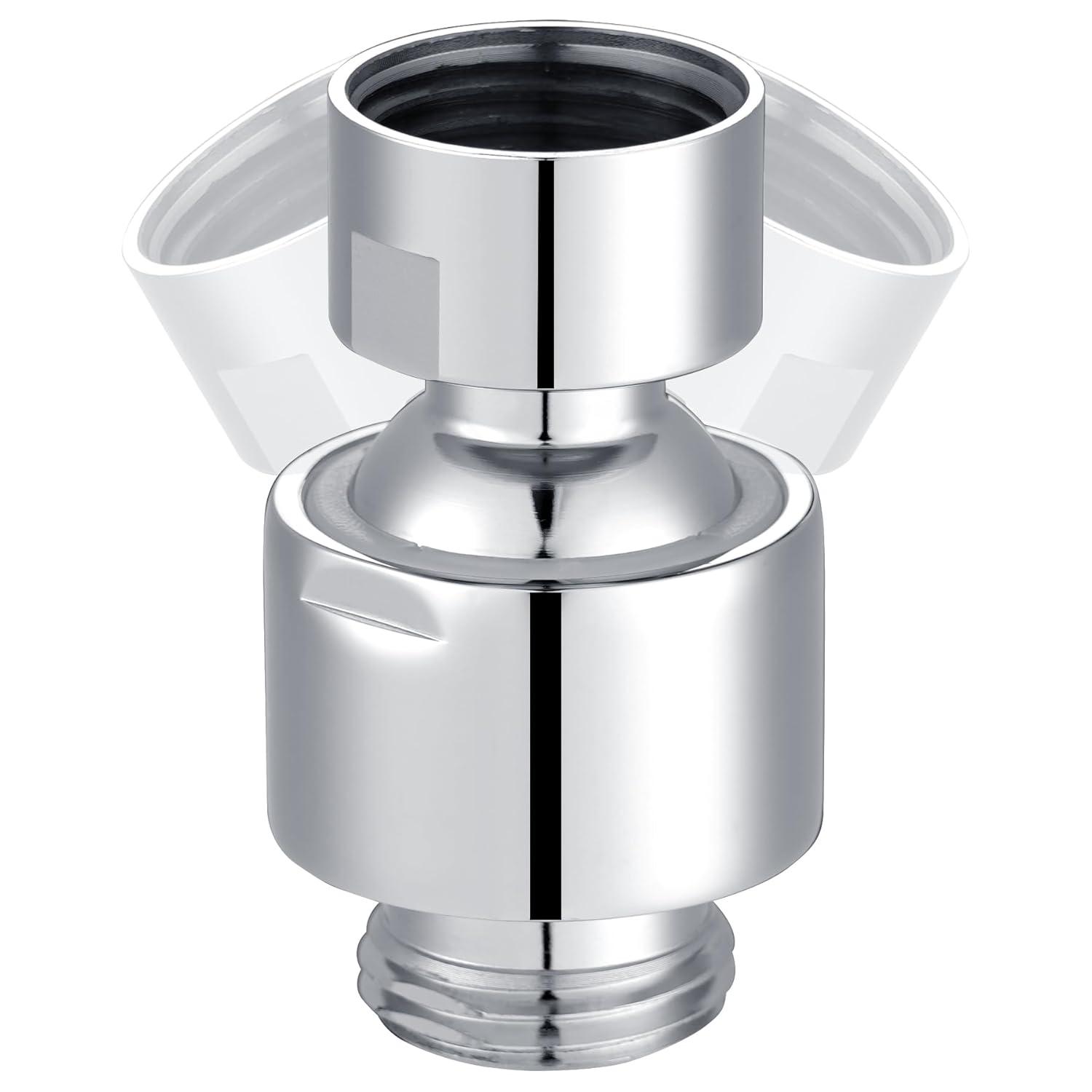 Hibbent All Metal Shower Head Swivel Ball Joint Adapter, Solid Brass Adjustable Shower Arm Connector, Showerhead Extension, Universal Showering Component, Polished Chrome