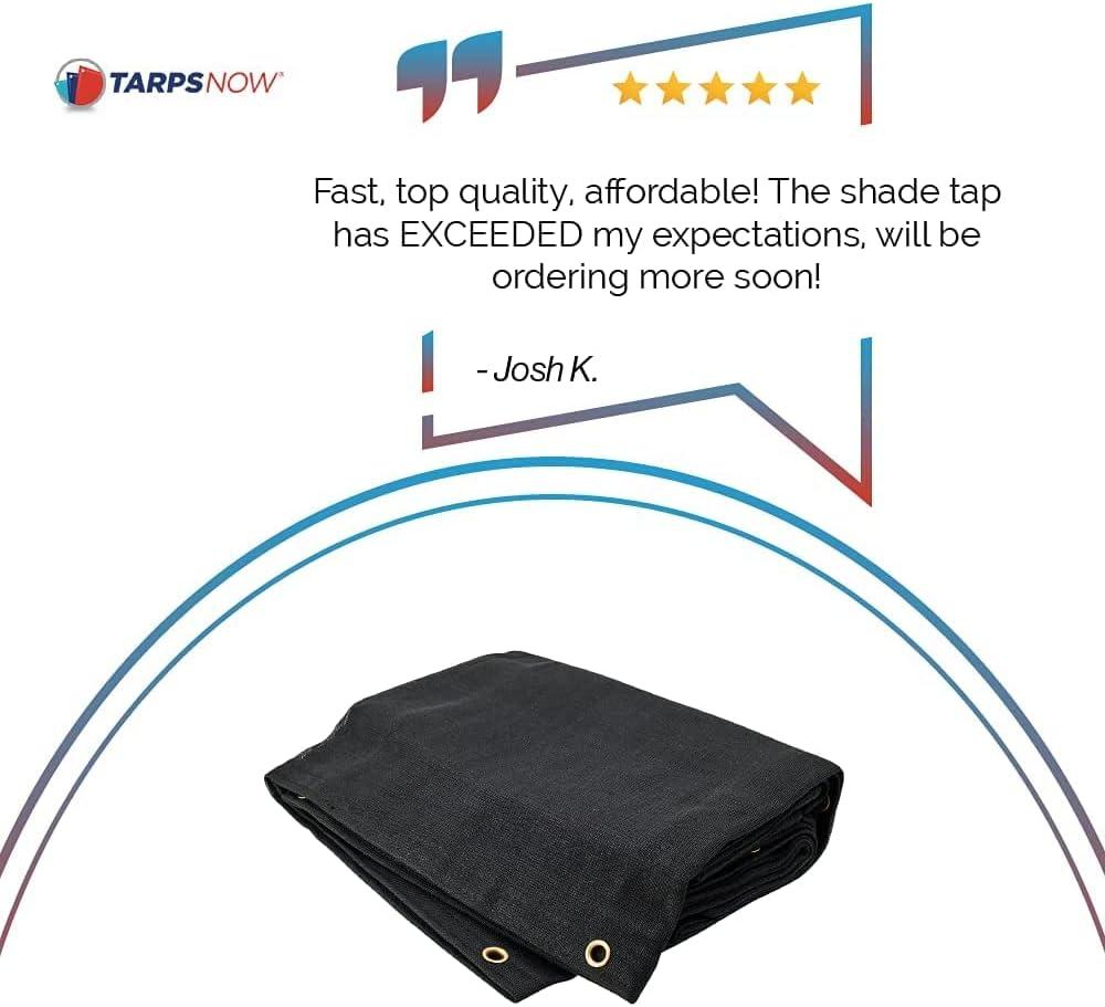 Tarps Now 75% Shade Mesh Tarps with Aluminum Eyelets - Black (10' x 14')