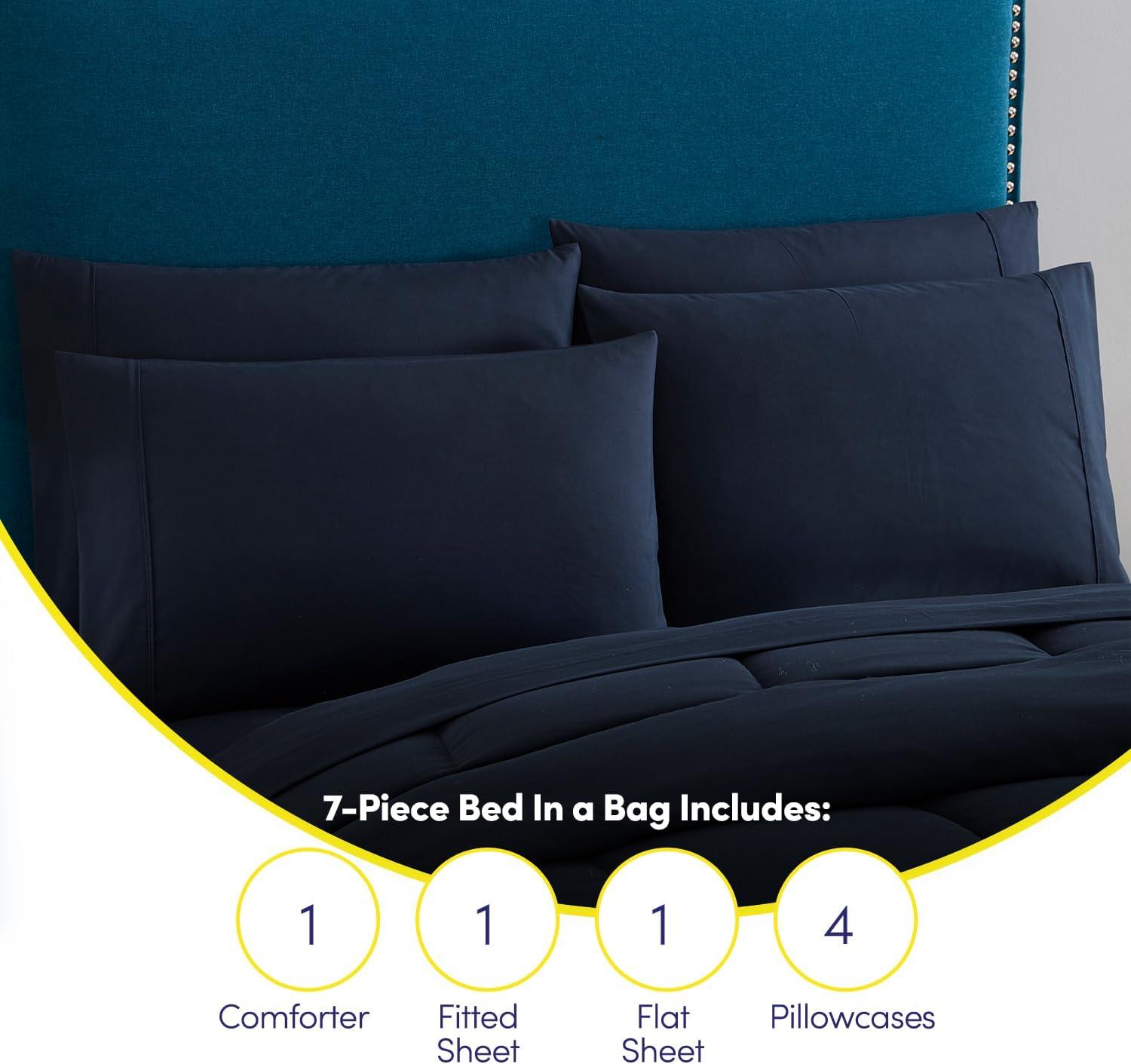 Sweet Home Collection All Season Bed-in-A-Bag 5pc/7pc Solid Color Comforter & Sheet Set Ultra Soft Bedding by Sweet Home Collection