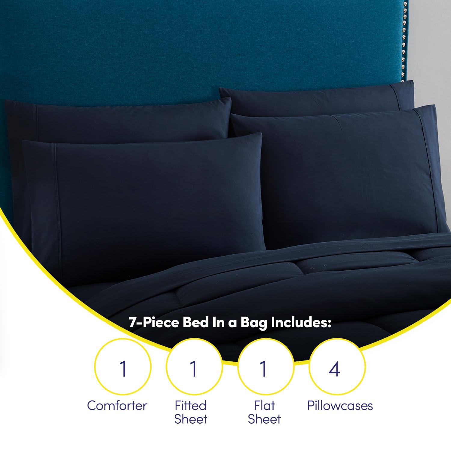 Sweet Home Collection All Season Bed-in-A-Bag 5pc/7pc Solid Color Comforter & Sheet Set Ultra Soft Bedding by Sweet Home Collection