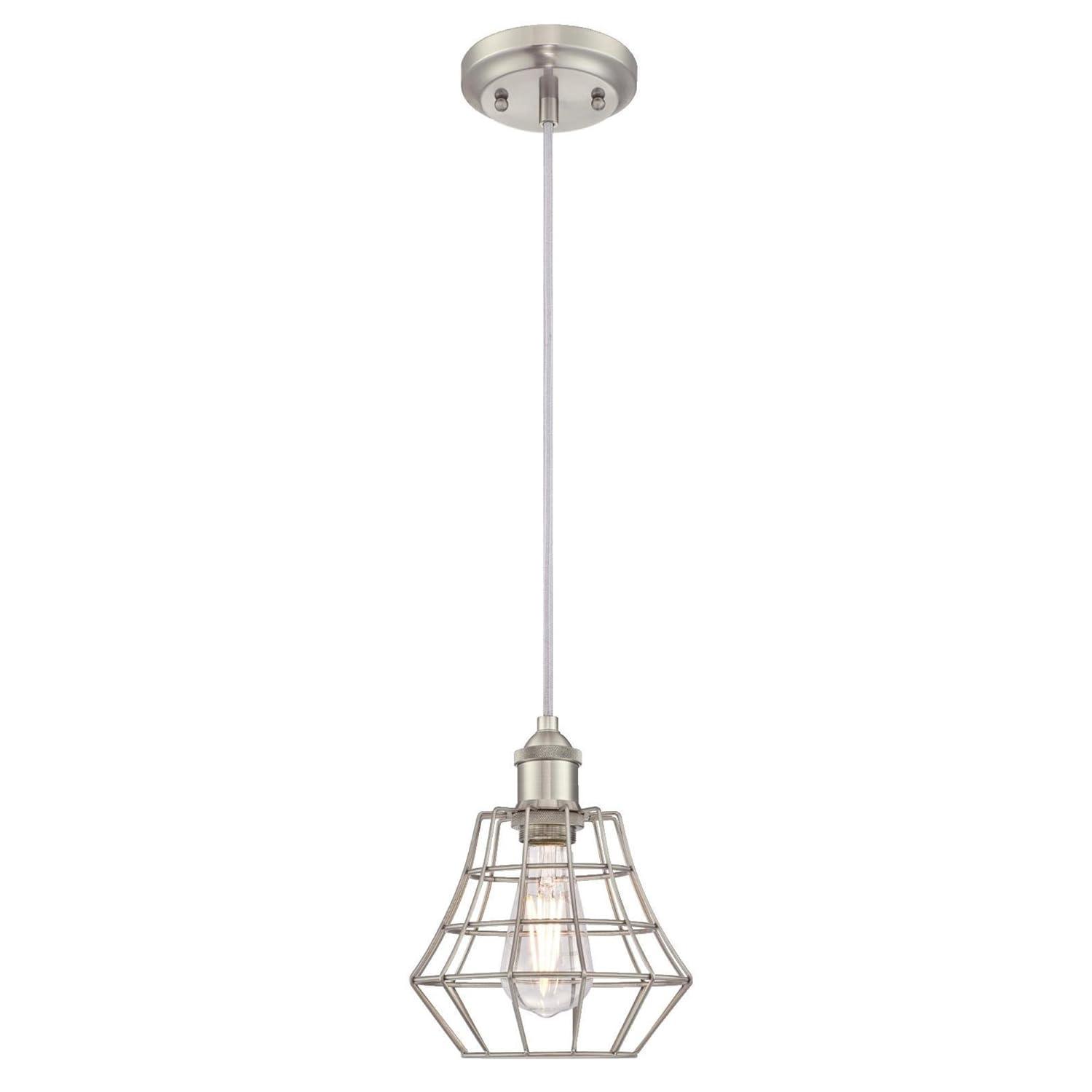 Nathaniel 1 - Light Brushed Nickel Geometric Pendant