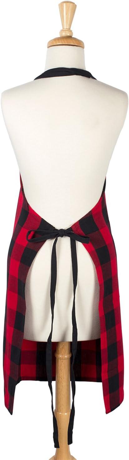 DII Red Buffalo Check Chef Apron, 32x28", 100% Cotton