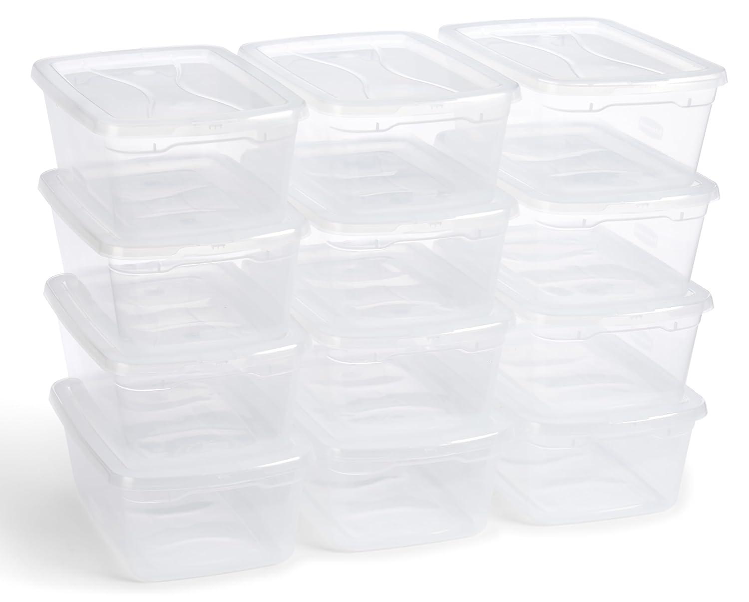 Killeryuki Cleverstore Clear 6 Qt, 12 Pack, Stackable Plastic Storage Containers with Durable Snapping Clear Lids, Visible Organization, Great for Closet, and Kitchen Storage, Organizing in the Home