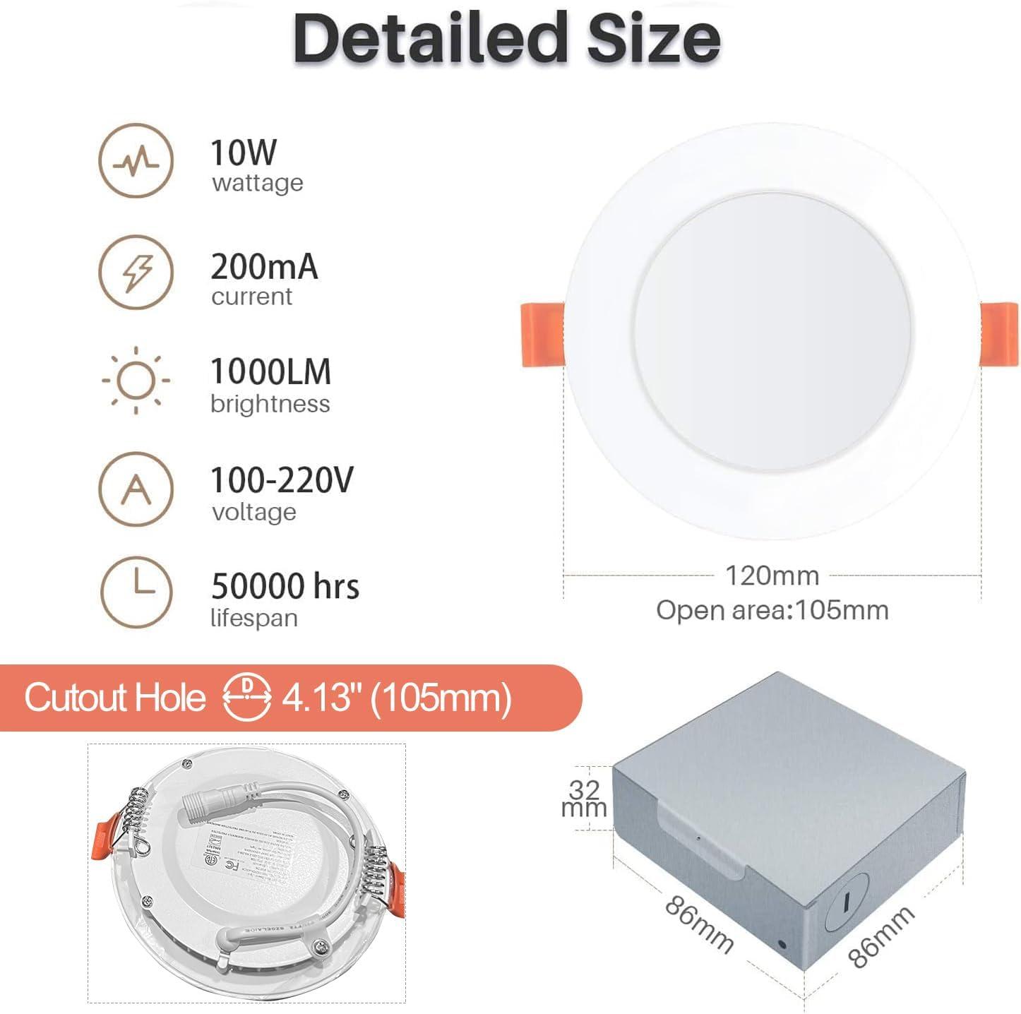 6 Inch LED Smart Recessed Lights with J-Box, Color Changing RGBCW Downlight, Voice Control