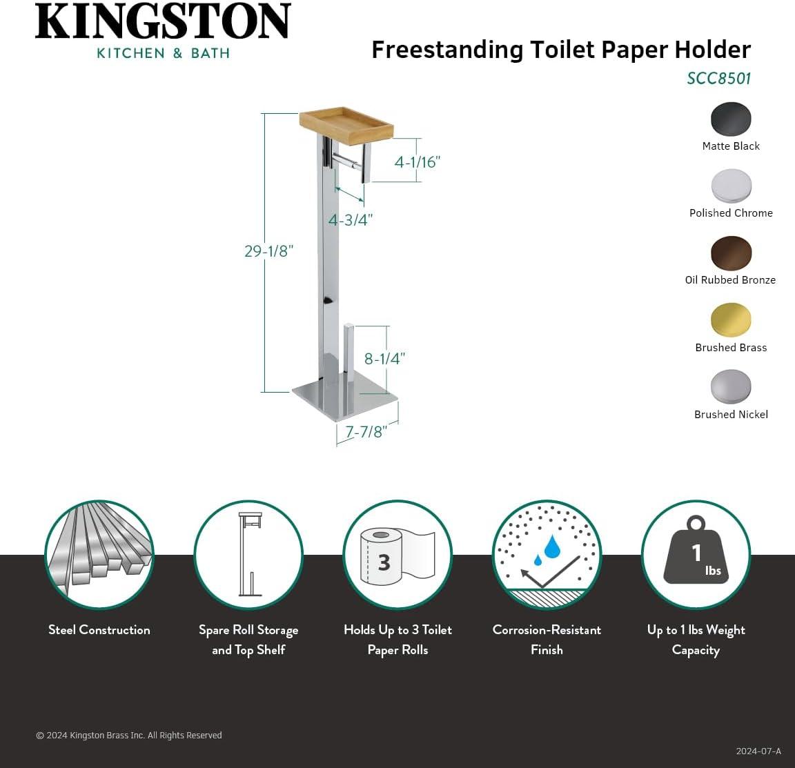 Kingston Brass Edenscape Freestanding Toilet Paper Holder with Storage Shelf