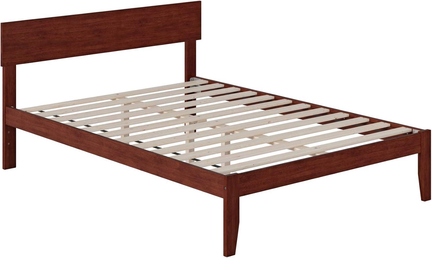 Walnut Full Size Platform Bed with Panel Headboard