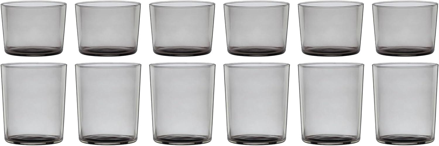 Oneida Stackable Smoke Glass Drinkware Set, 12 Count