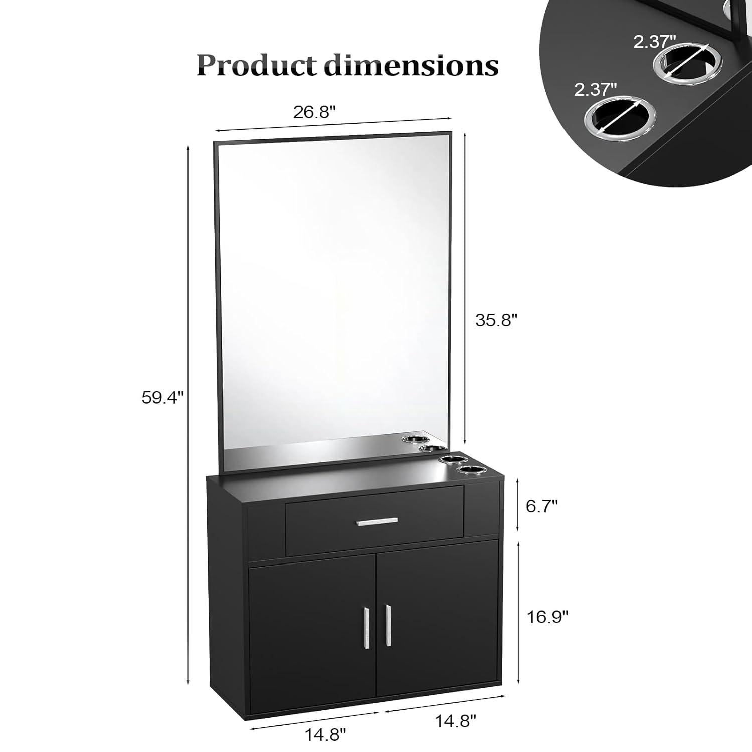 Winado Wall Mount Salon Station with Mirror, Styling Station Barber Station Spa Salon Equipment