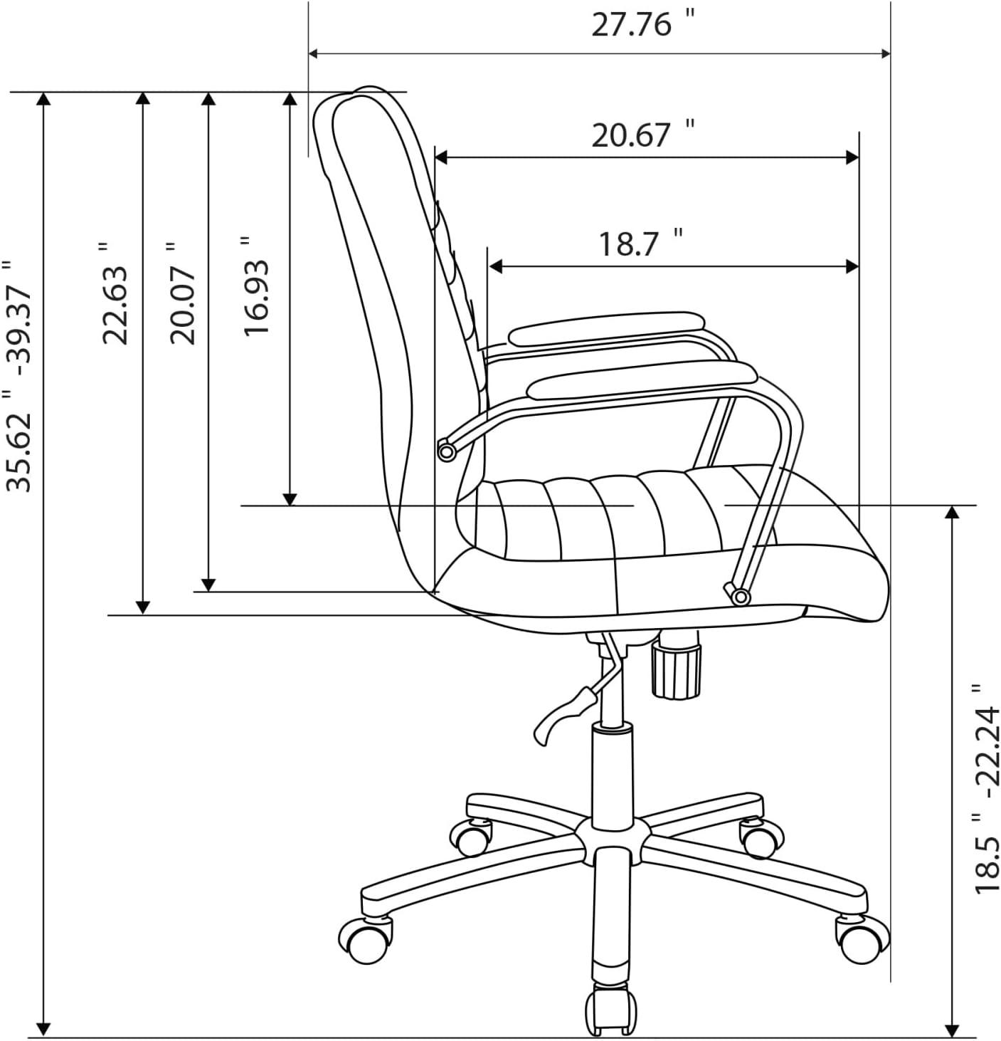 Brown and Black Leather Mid-Back Office Chair with Metal Frame