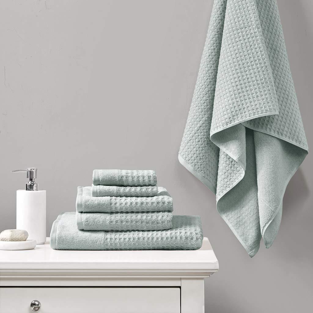 Madison Park Spa Waffle Cotton Jacquard Antimicrobial Bath Towel 6 Piece Set