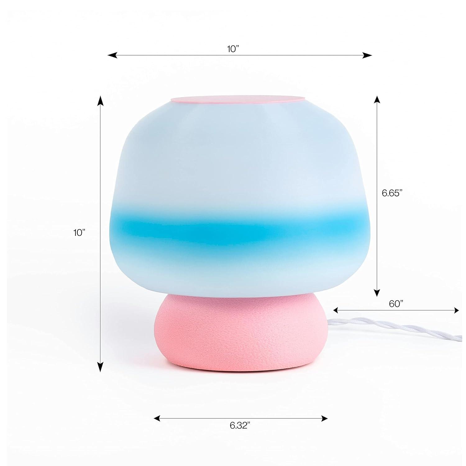JONATHAN Y USA1004B 3D Printed Dimmable LED Table Lamp Mushroom 10" Modern Classic Plant-Based PLA for Living Room, Dorm, Home, Office (LED Bulb Included), Blue/White/Light