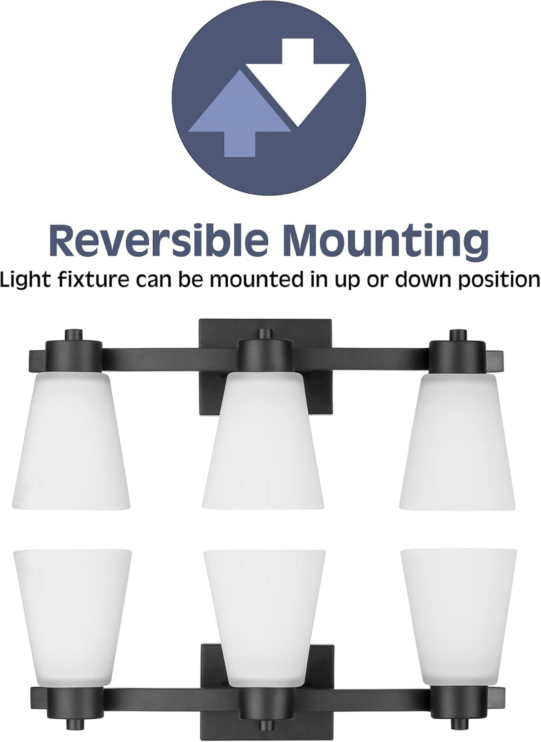 Prominence Home Fairendale 3-Light Matte Black Bathroom Vanity Light with Frosted Glass Shade