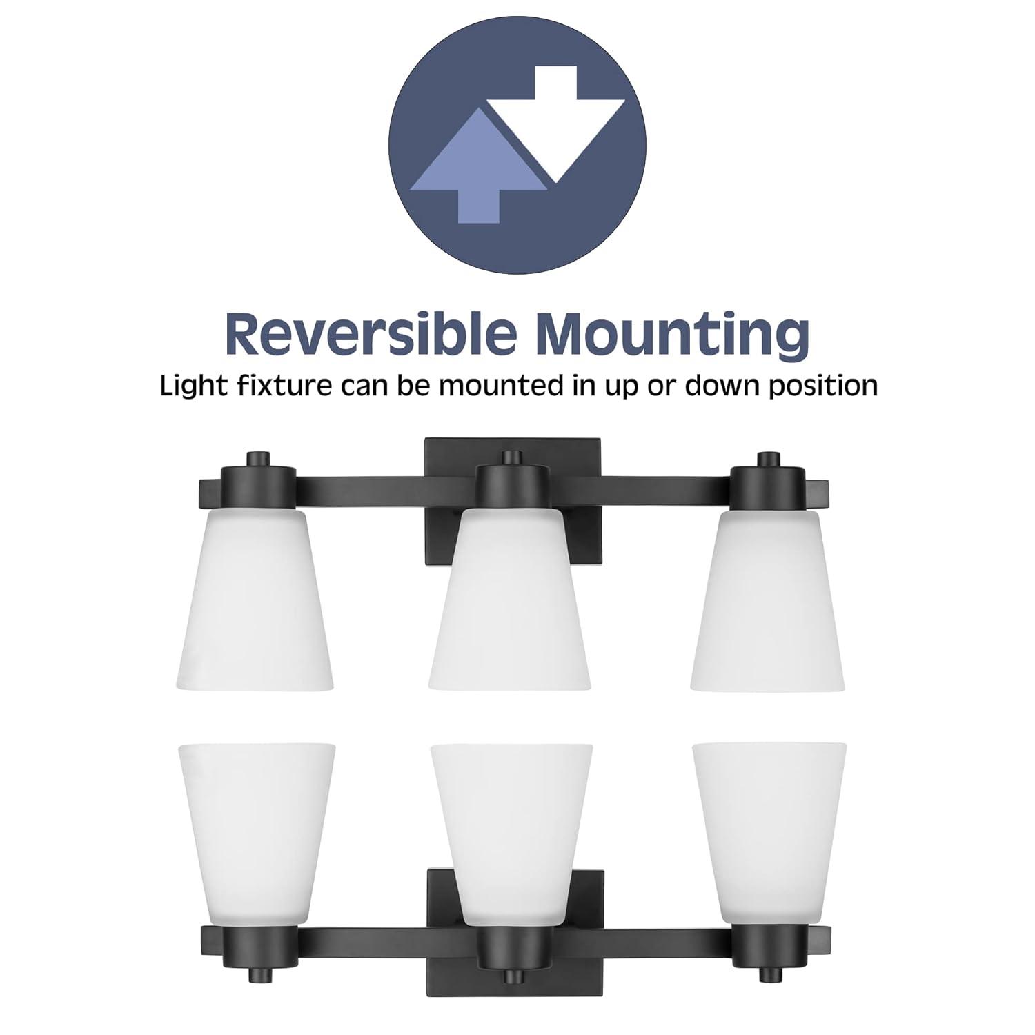 Prominence Home Fairendale 3-Light Matte Black Bathroom Vanity Light with Frosted Glass Shade
