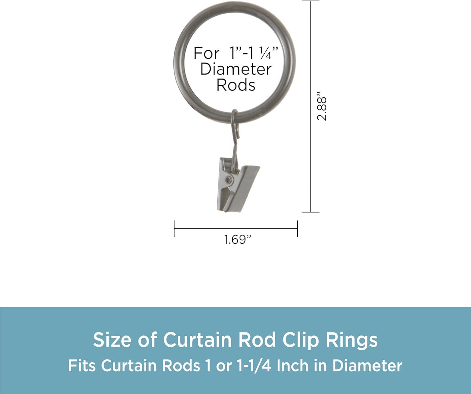 Kenney Clip Anillos para Barras de Cortina de 1" a 1-1/4" de Diámetro, Peltre Antiguo, Juego de 14