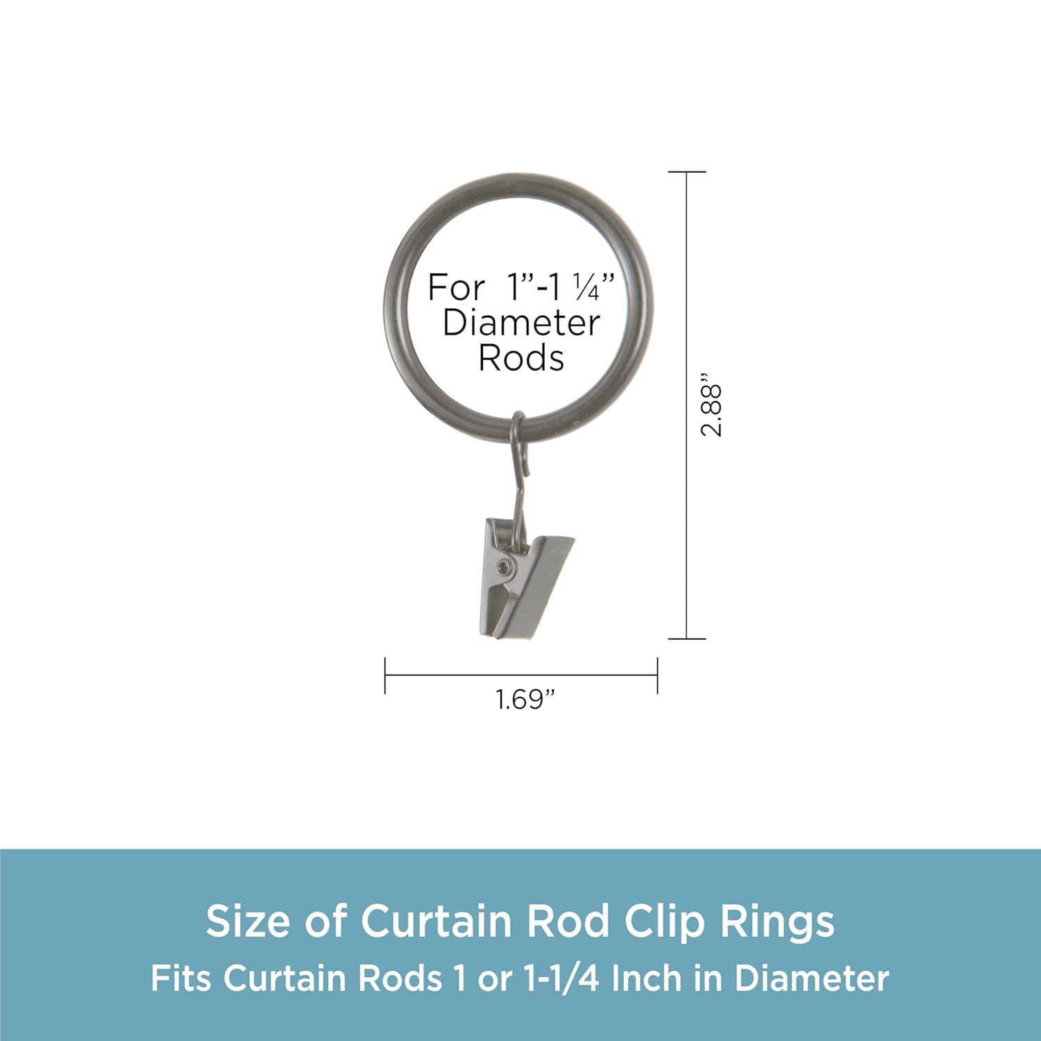 Kenney Clip Anillos para Barras de Cortina de 1" a 1-1/4" de Diámetro, Peltre Antiguo, Juego de 14