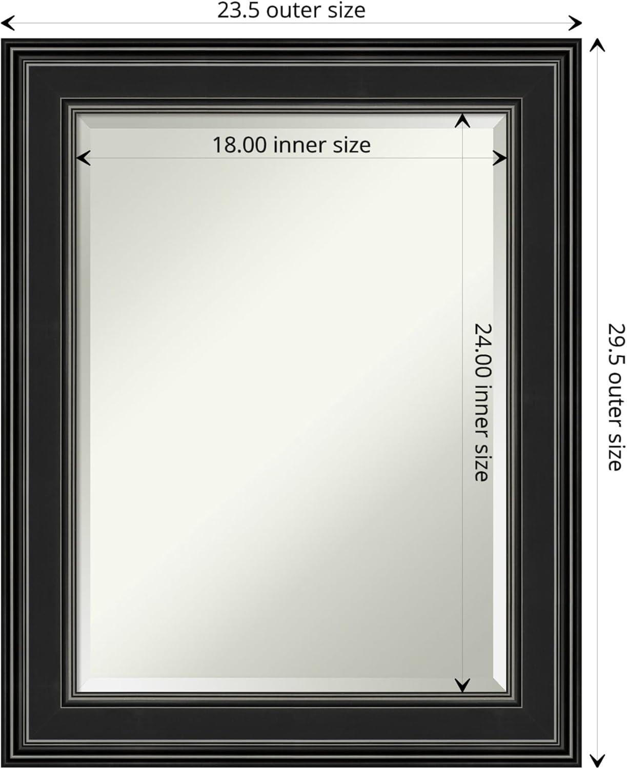 Ridge Black Silver-Edged 29.75" x 23.75" Rectangular Polystyrene Framed Wall Mirror