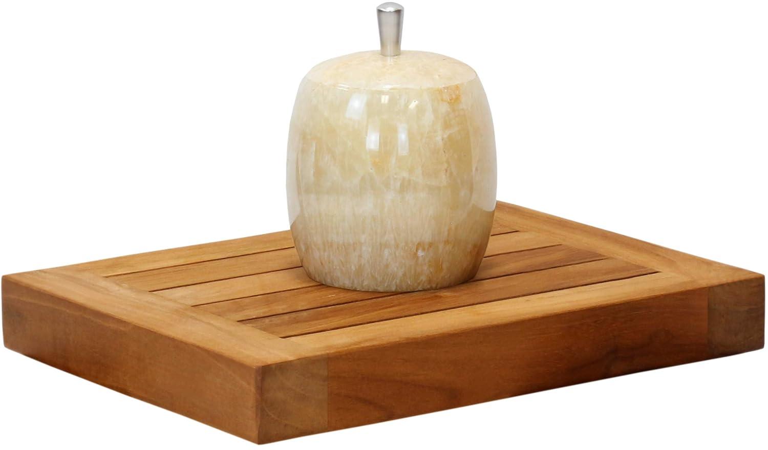 18" Natural Teak Wood Floating Wall Shelf