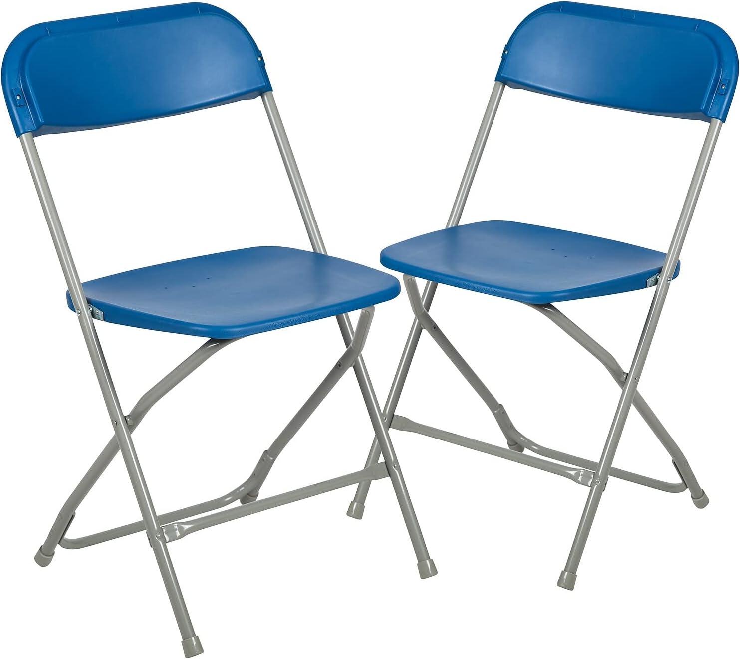 Flash Furniture Hercules Series Plastic Folding Chair Blue - 2 Pack 650LB Weight Capacity Comfortable Event Chair-Lightweight Folding Chair