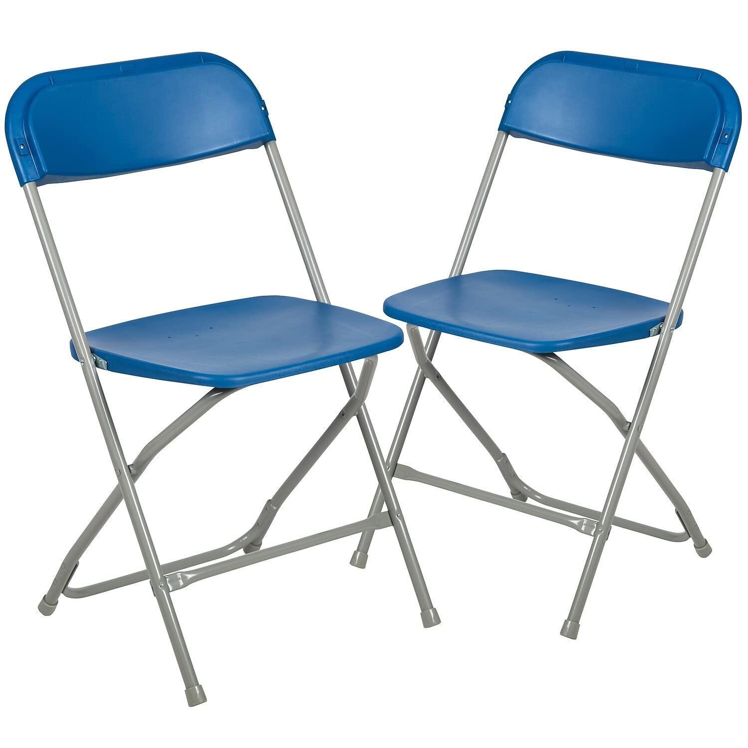 Flash Furniture Hercules Series Plastic Folding Chair Blue - 2 Pack 650LB Weight Capacity Comfortable Event Chair-Lightweight Folding Chair