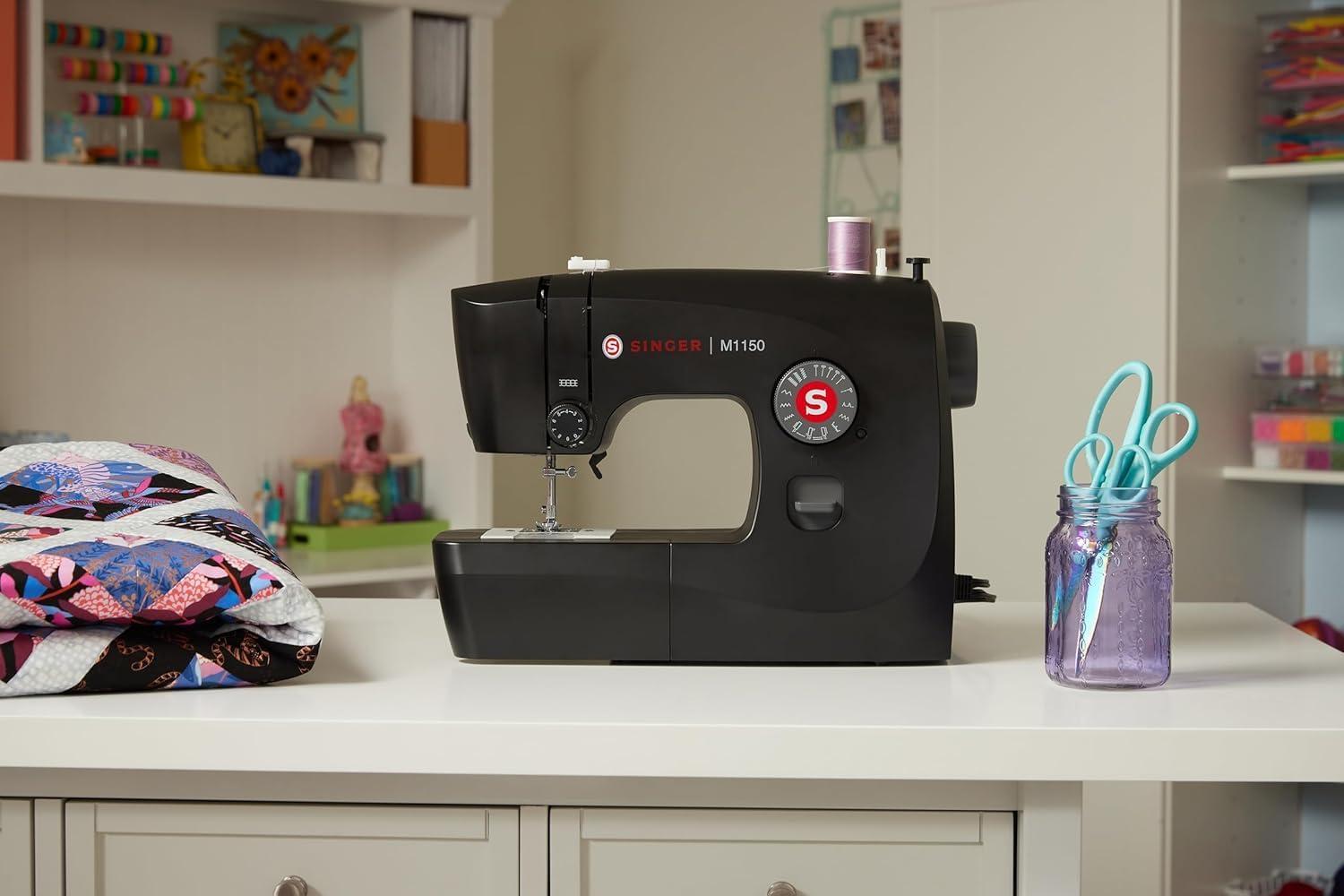 SINGER M1150 Mechanical Sewing Machine With 45 Stitch Applications, LED Light & 1-Step Buttonhole | Smart Choice for Gifting (Black)