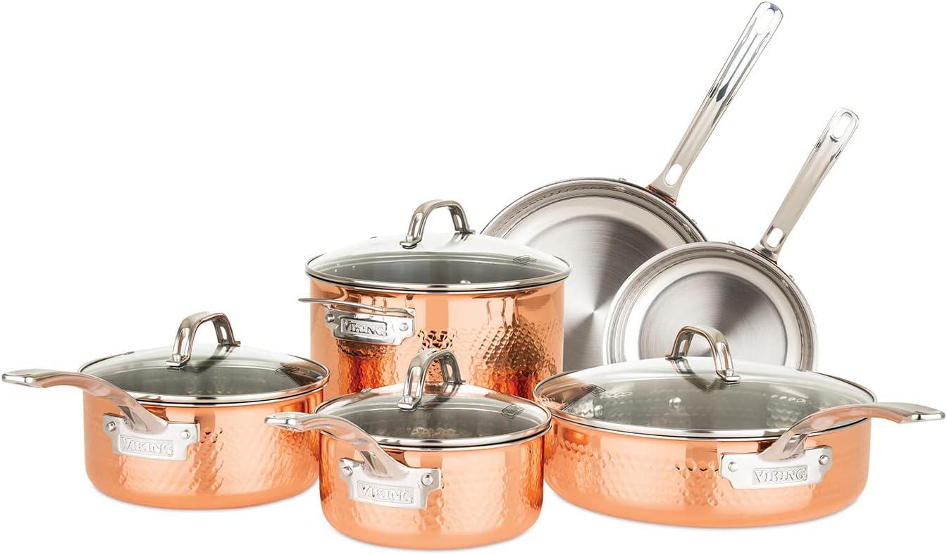 Viking Hammered Copper Clad 10 Piece Cookware Set