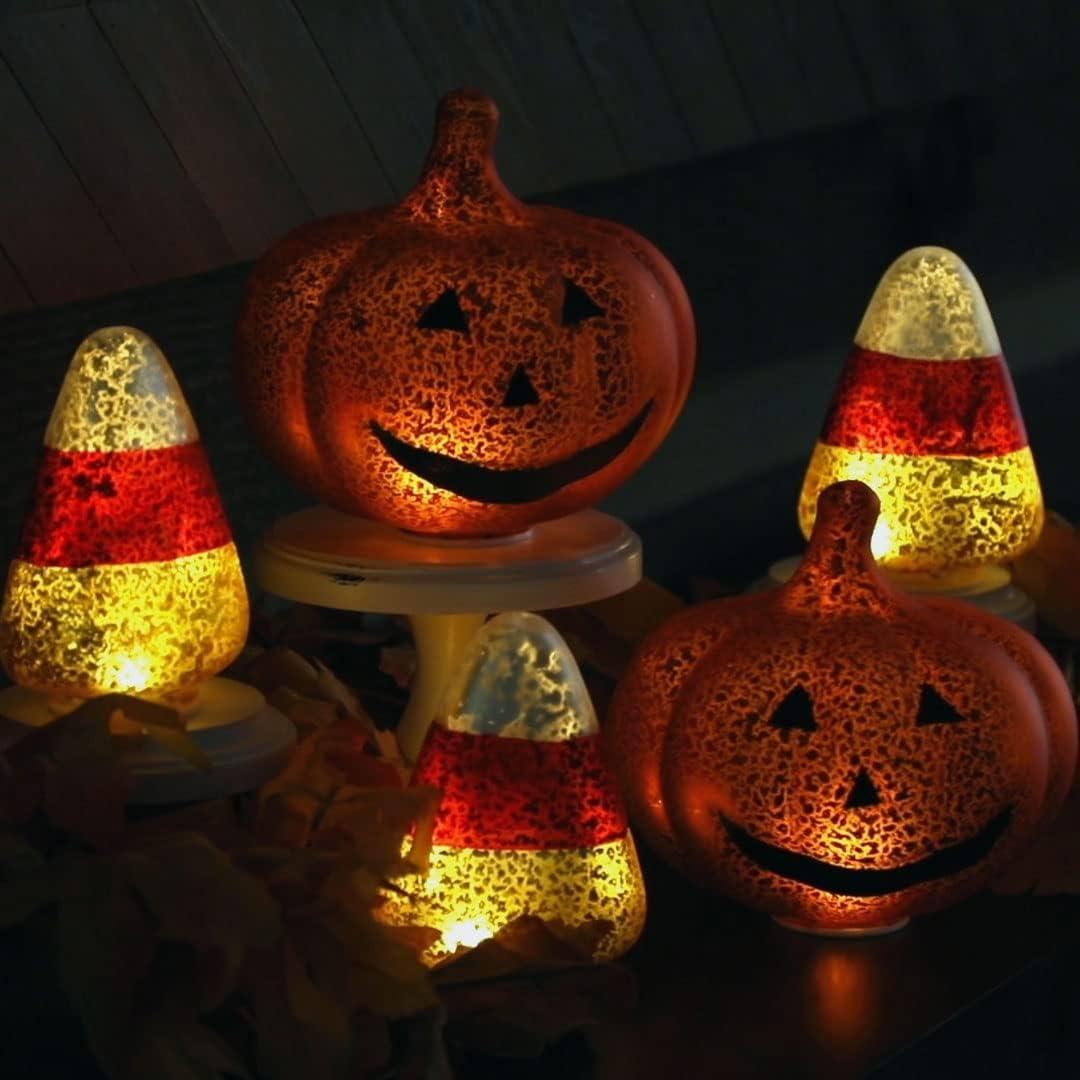 Mr. Halloween Mercury Glass LED Jack-O-Lantern Lights - 6" - Set of 2