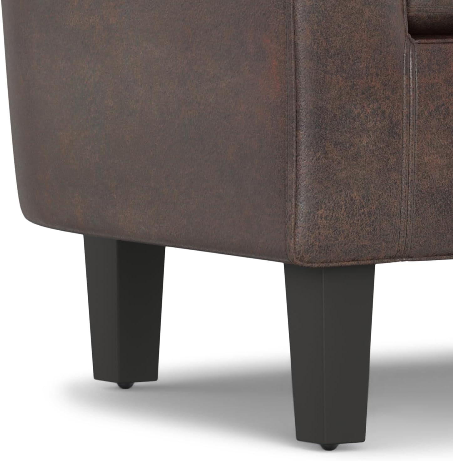 Simpli Home Austin 30"W Upholstered Vegan Faux Leather Contemporary Tub Accent Chair with High Arms and Deep Seat