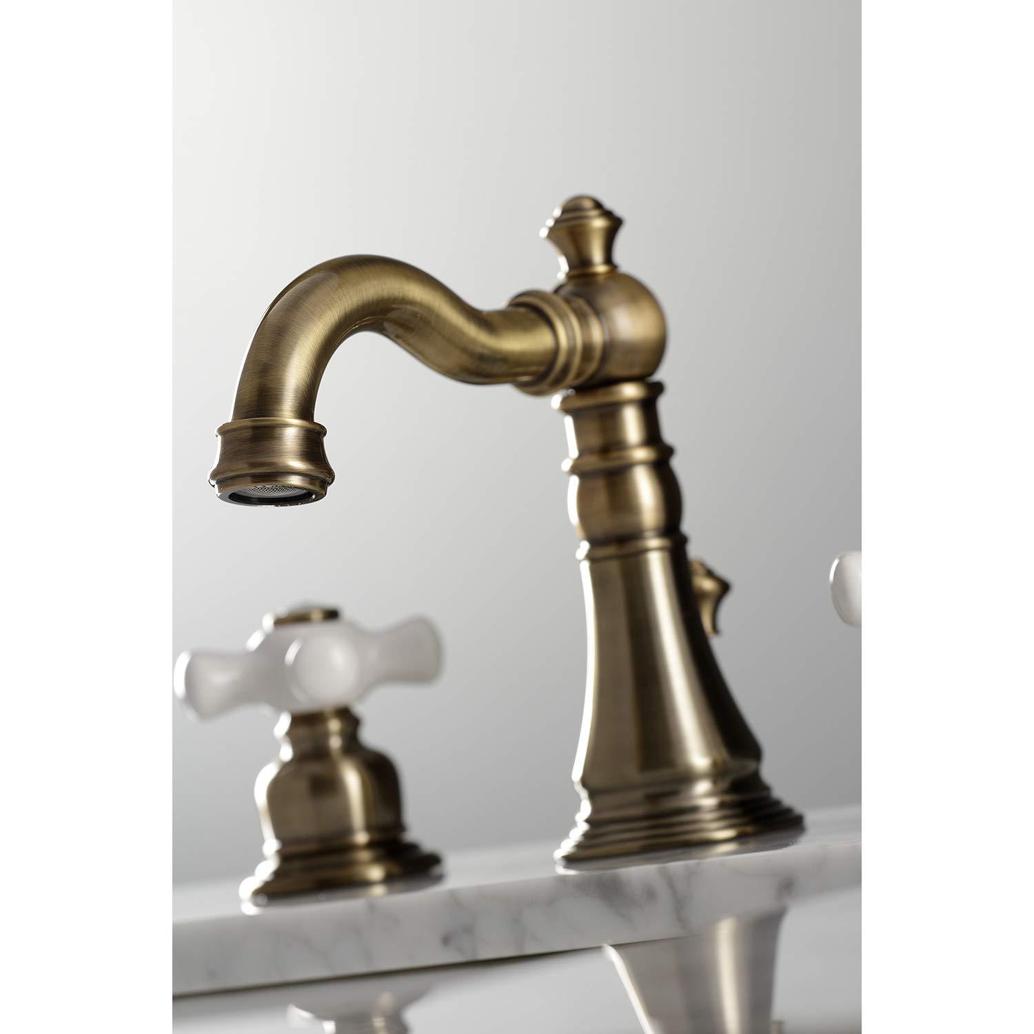 Kingston Brass Kingston Brass American Classic Two-Handle 3-Hole Deck Mount Widespread Bathroom Faucet with Pop-Up Drain FSC19733PX
