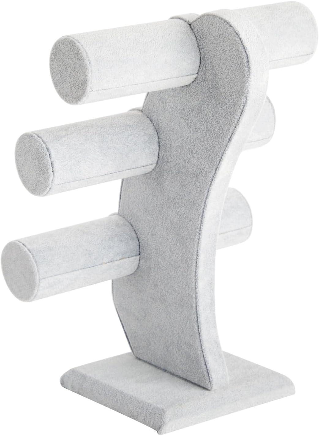 Juvale Velvet 3-Tier Jewelry Holder for Necklaces and Bracelets - Organizer Tower and Display for Selling (Gray)