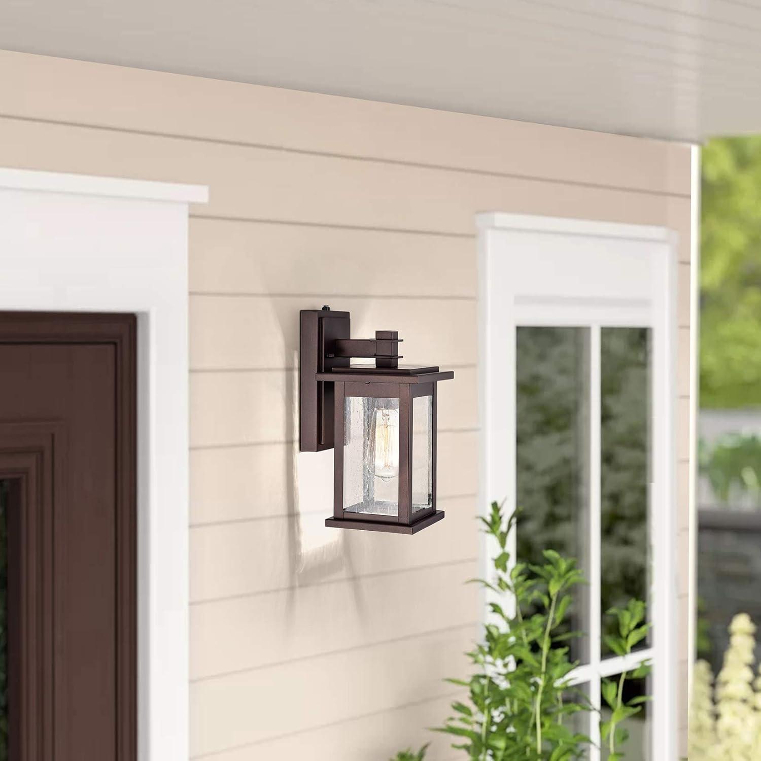 Dusk to Dawn 1 Light Outdoor Wall Lantern 12 Inch Oil Rubbed Bronze Bronze Oil Rubbed