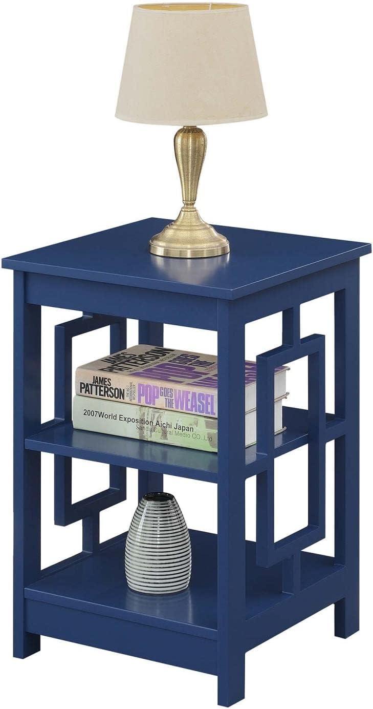 Convenience Concepts Town Square End Table with Shelves, Cobalt Blue